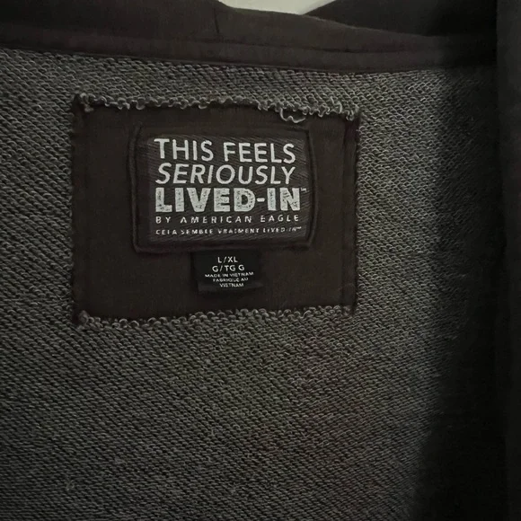 American Eagle Outfitters Dark Gray Hooded Button-up Jacket - Picture 3 of 4